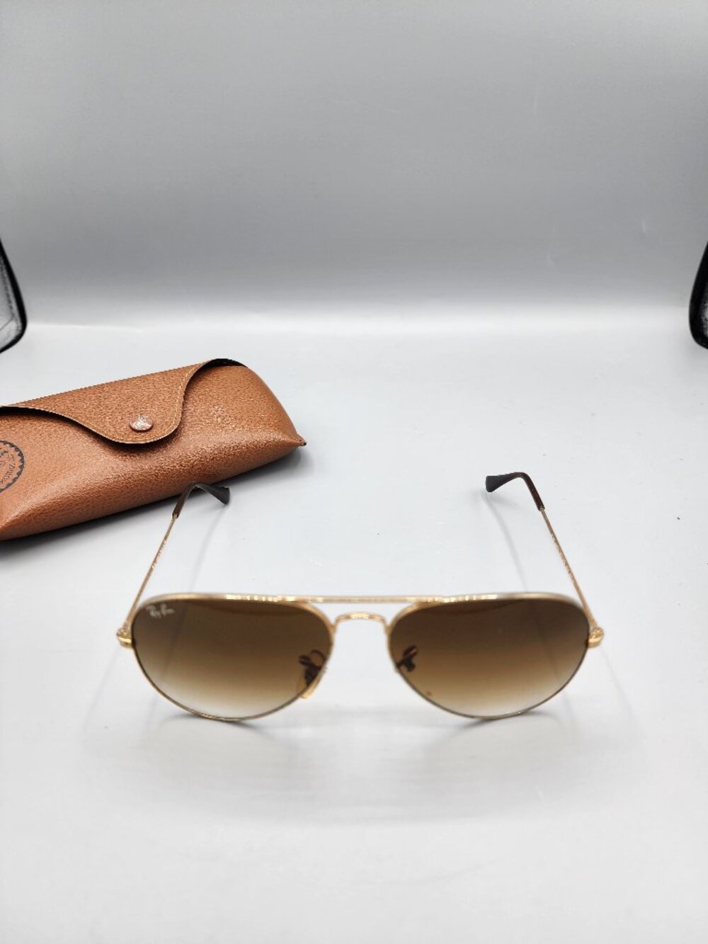 Vintage B&L Ray-Ban Aviator Sunglasses Gold Frame Brown Gradient 58□14 w/ Case